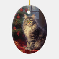 Maine Coon cat Christmas