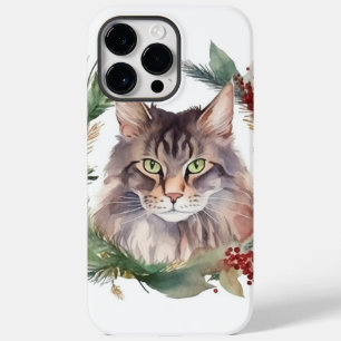Maine Coon Cat Christmas Wreath Festive Kitten Case-Mate iPhone 14 Pro Max Case