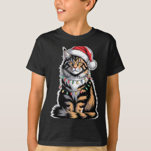 Maine Coon Cat Christmas Xmas Kitten Kitty Lover M T-Shirt