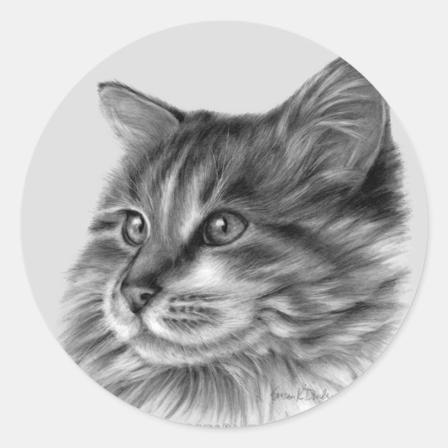 Maine Coon Cat Classic Round Sticker (Front)