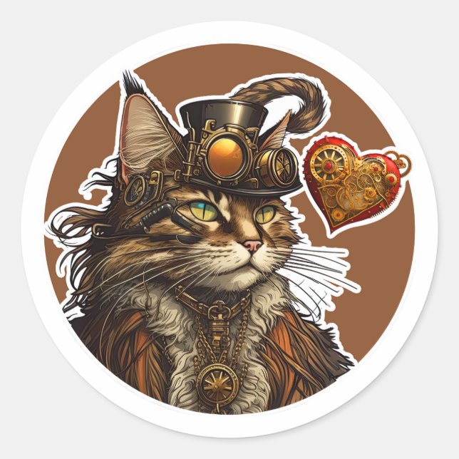 Maine Coon Cat Classic Round Sticker (Front)
