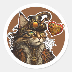 Maine Coon Cat Classic Round Sticker
