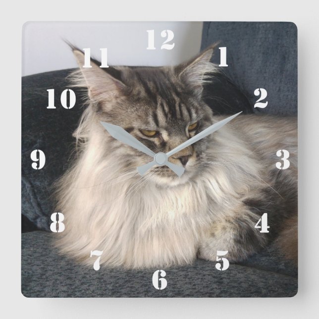 Maine Coon Cat Clock (Front)