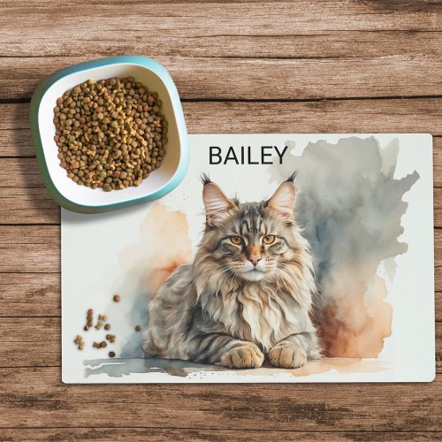 Maine Coon Cat Custom Cat Food Mat