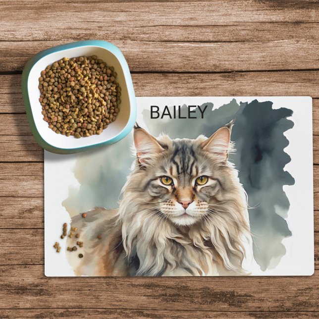 Maine Coon Cat Custom Cat Food Mat (Creator Uploaded)