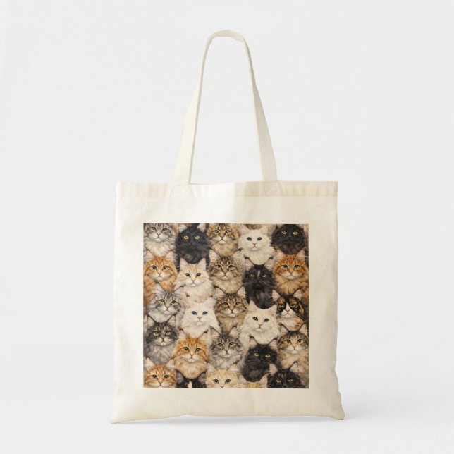 Maine Coon Cat Faces Portrait Pattern Tote Bag (Front)
