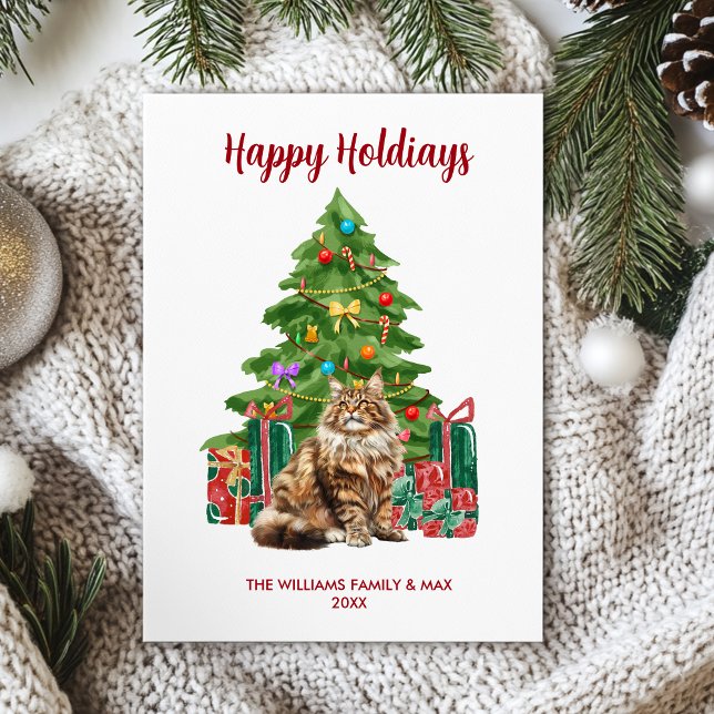 Maine Coon Cat Family Christmas Holiday Card (Creator Uploaded)
