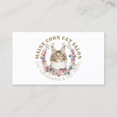 Maine Coon Cat Grooming Salon Pet Spa Business Card