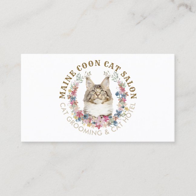 Maine Coon Cat Grooming Salon Pet Spa Business Card