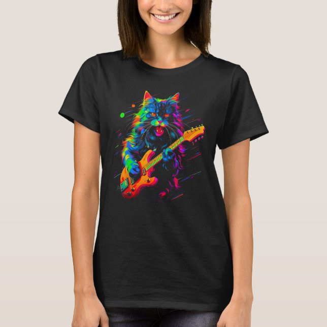 Maine Coon Cat Guitar 1 T-Shirt (Front)