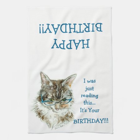 Maine Coon Cat Happy Birthday Hand Towel