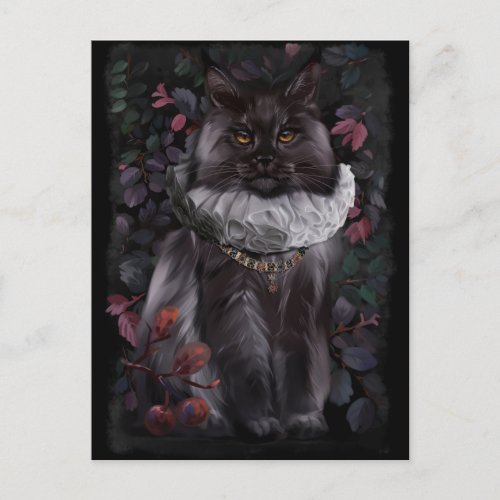 Maine Coon cat in an ancient aristocratic costume	 Postcard