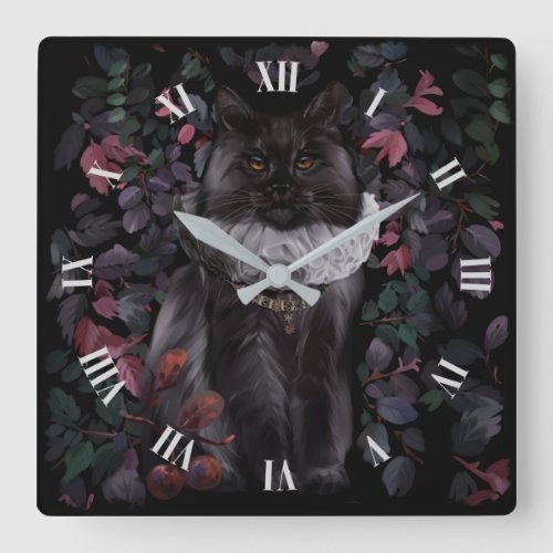 Maine Coon cat in an ancient aristocratic costume Square Wall Clock