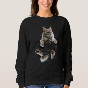 Maine Coon Cat In Pocket Sweatshirt