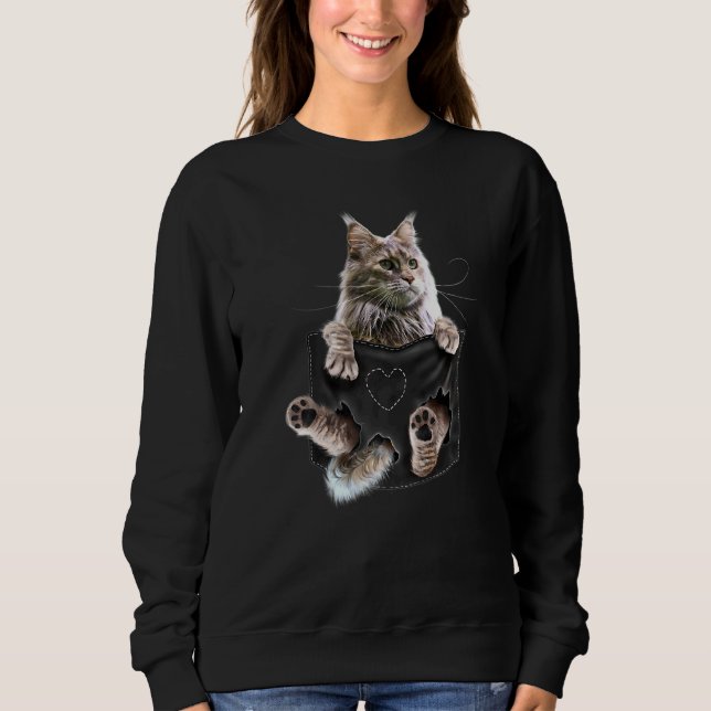 Maine Coon Cat In Pocket Sweatshirt (Front)