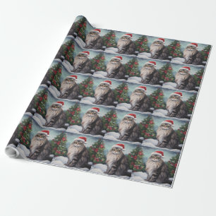 Maine Coon Cat in Snow Christmas Wrapping Paper