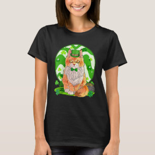 Maine Coon Cat Lucky Leprechaun St Patricks Day Ra T-Shirt