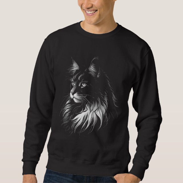Maine Coon Cat Men's Black Sweatshirt (Front)