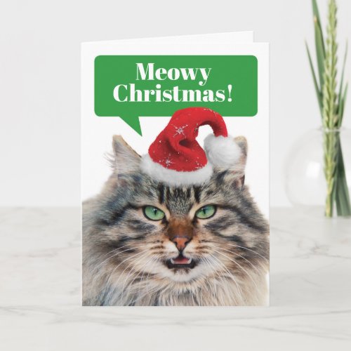 Maine Coon Cat_ Meowy Christmas Happy Mew Year Holiday Card
