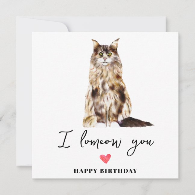 Maine Coon Cat Mum Puppy Pets Birthday Card
