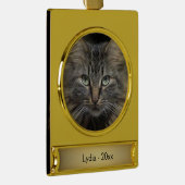 Maine Coon Cat Name and Year Gold Plated Banner Ornament (Right)