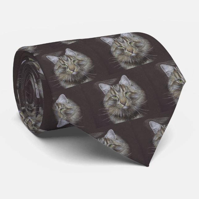 Maine Coon Cat Neck Tie (Rolled)