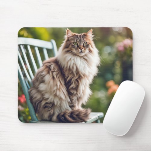 Maine Coon Cat On Chair Mouse Pad