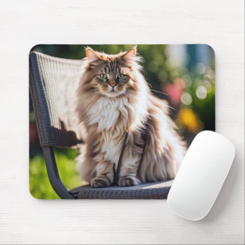 Maine Coon Cat On Chair Mouse Pad