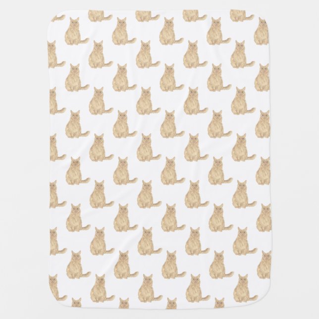 Maine Coon Cat (Orange) Baby Blanket (Front)