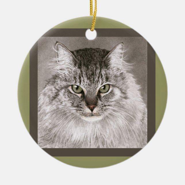 Maine Coon Cat Ornament - "Merlin" (Front)