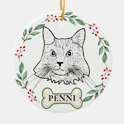 Maine Coon Cat Personalized Ceramic Ornament