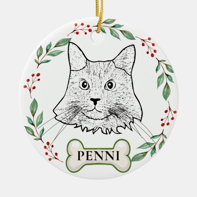 Maine Coon Cat Personalized Ceramic Ornament (Front)