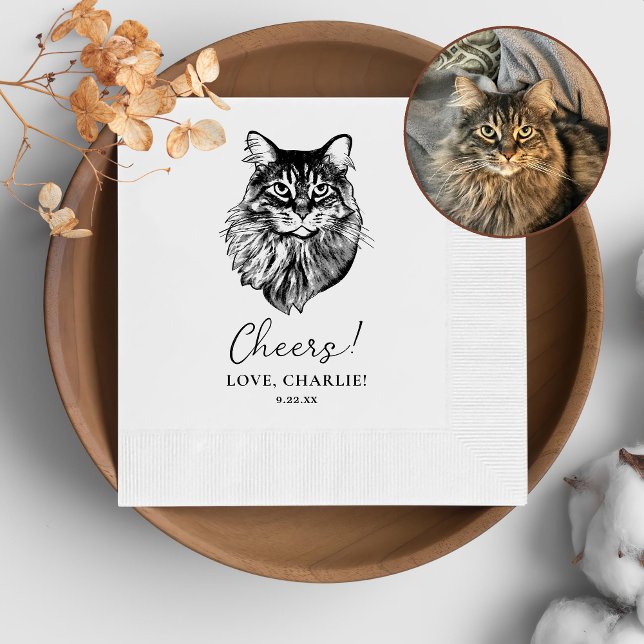 Maine Coon Cat Personalized Cheers Napkins (Creator Uploaded)