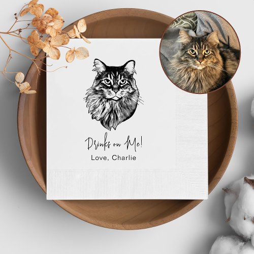 Maine Coon Cat Personalized Drink On Me Napkins