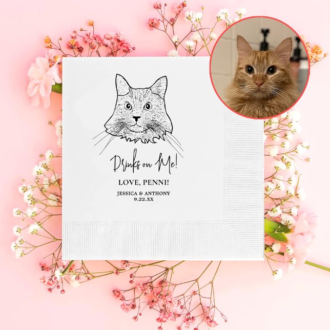 Maine Coon Cat Personalized Drinks On Me Napkins (Creator Uploaded)