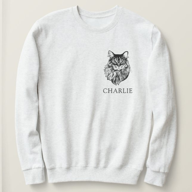 Maine Coon Cat Personalized Hand Drawing Sweatshirt (Design Front)