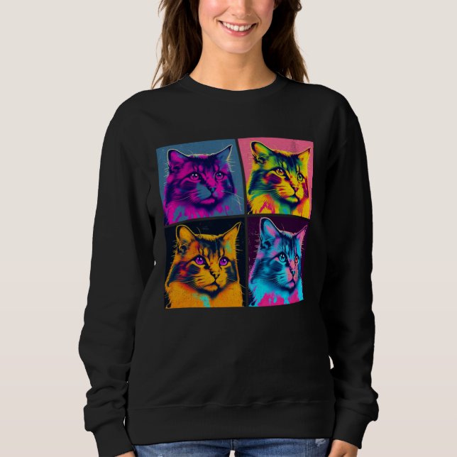Maine Coon Cat Pop Illustration Colorful Animal  1 Sweatshirt (Front)
