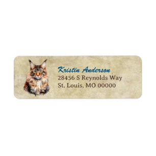 Maine Coon Cat Portrait Return Address Label