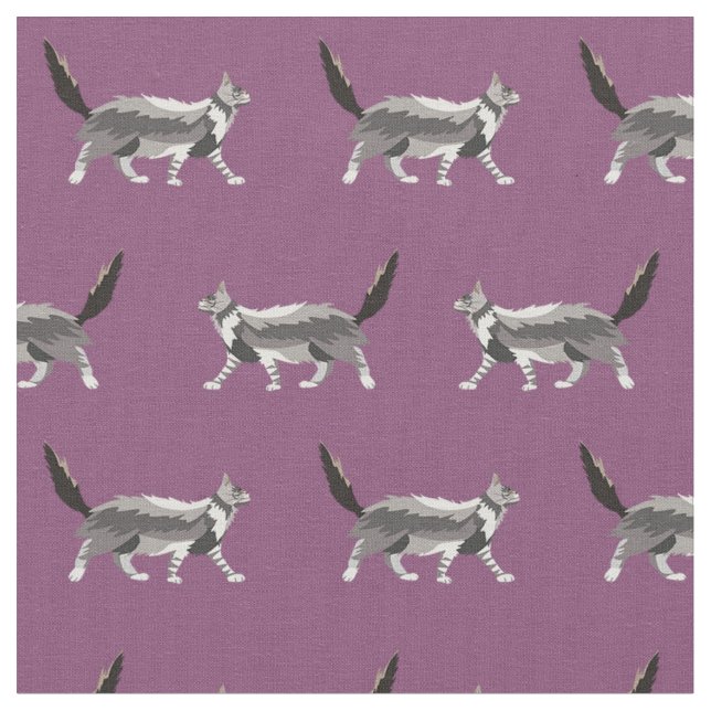 maine coon cat purple fabric (Close Up)