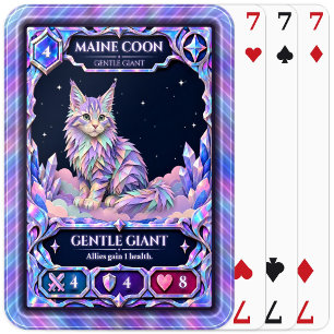 Maine Coon Cat, Rainbow Foil Art Poker Cards