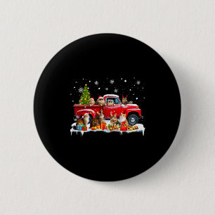 Maine Coon Cat Red Truck Christmas Tree Santa Ugly Button