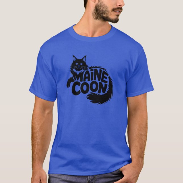 Maine Coon Cat Silhouette T-Shirt (Front)