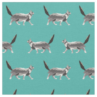 maine coon cat turquoise fabric