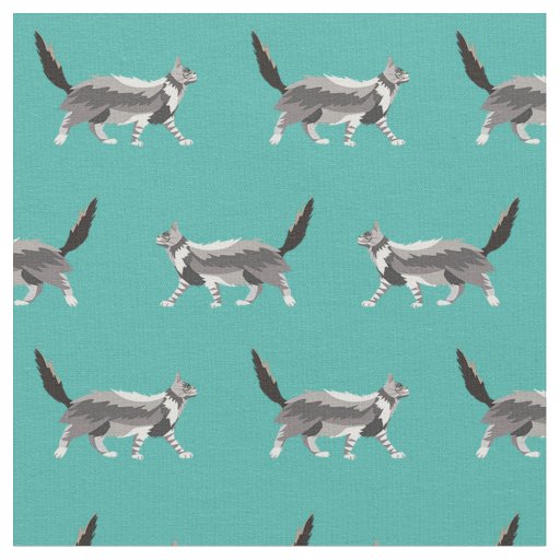 maine coon cat turquoise fabric
