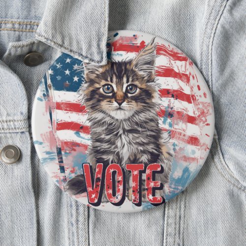 Maine Coon Cat US Elections Vote for a Change Button