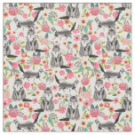 maine coon cat vintage florals cream fabric