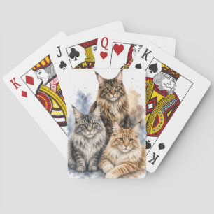 Maine Coon Cat Watercolor Playing Cards