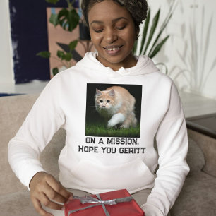 Maine Coon Cat White Custom Black Text Pet Photo Hoodie