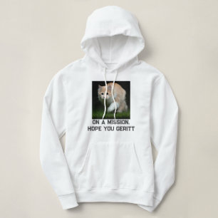 Maine Coon Cat White Custom Black Text Pet Photo Hoodie