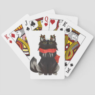 Maine Coon Cat with Christmas Decorations Poker Cards